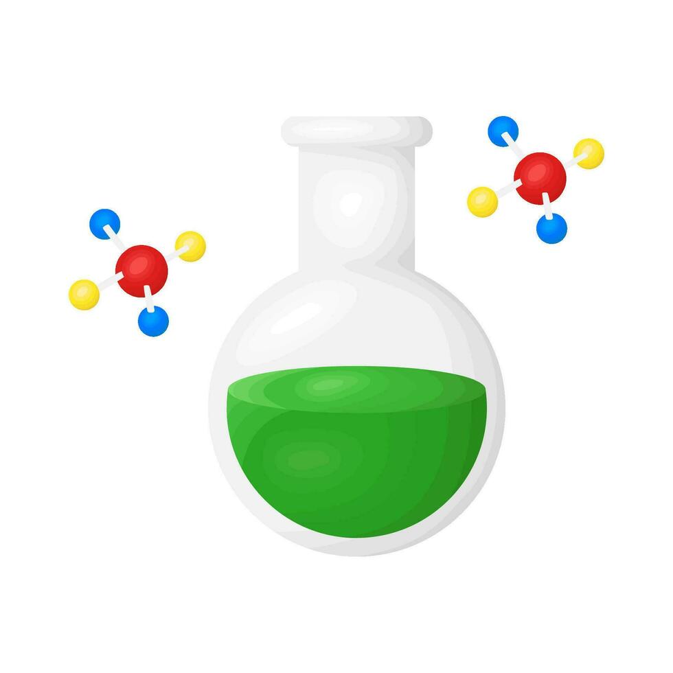 bottle potion with molecule illustration vector