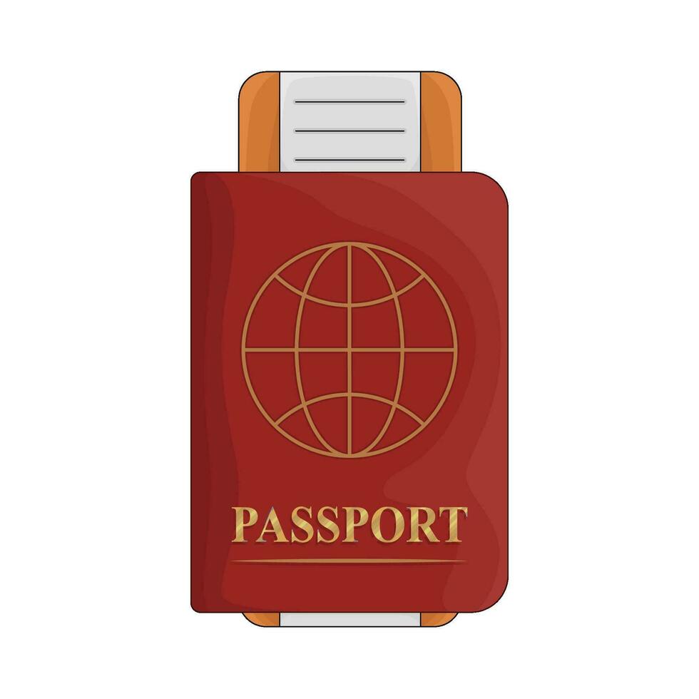 ticket airplane in passport book illustration vector