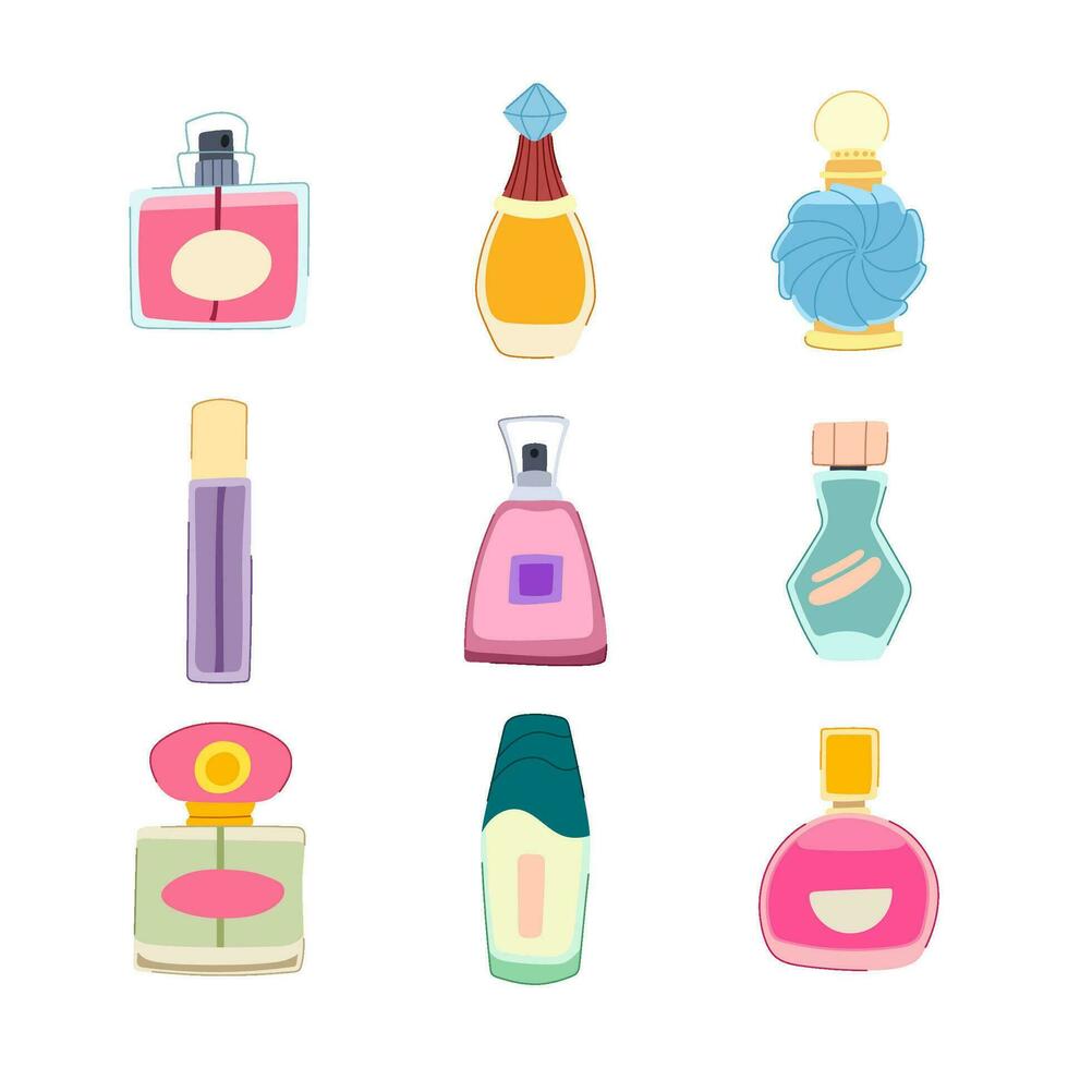 perfume for women set cartoon vector illustration
