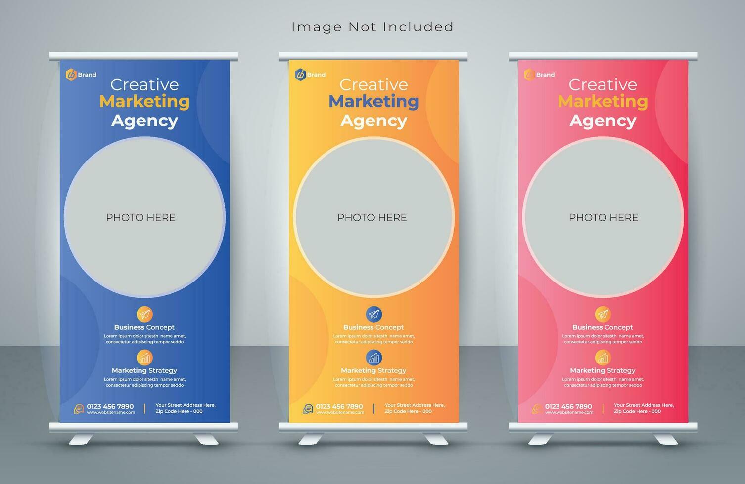 Vector corporate x banner pull up roll up banner standee template with creative shapes