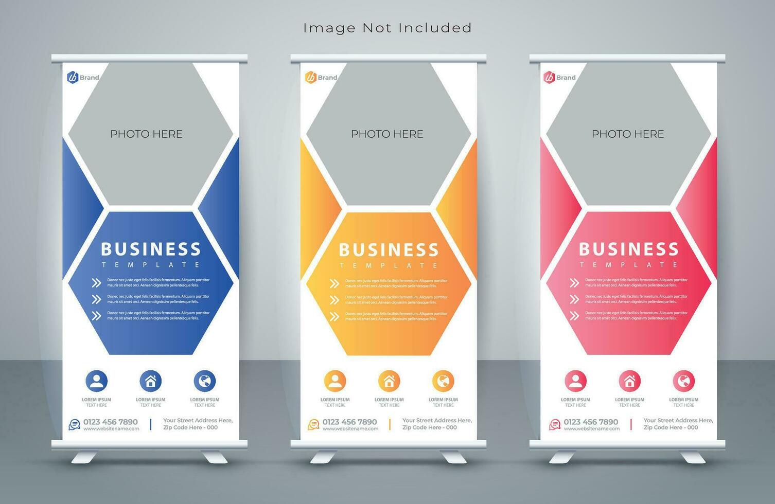 Vector corporate x banner pull up roll up banner standee template with creative shapes