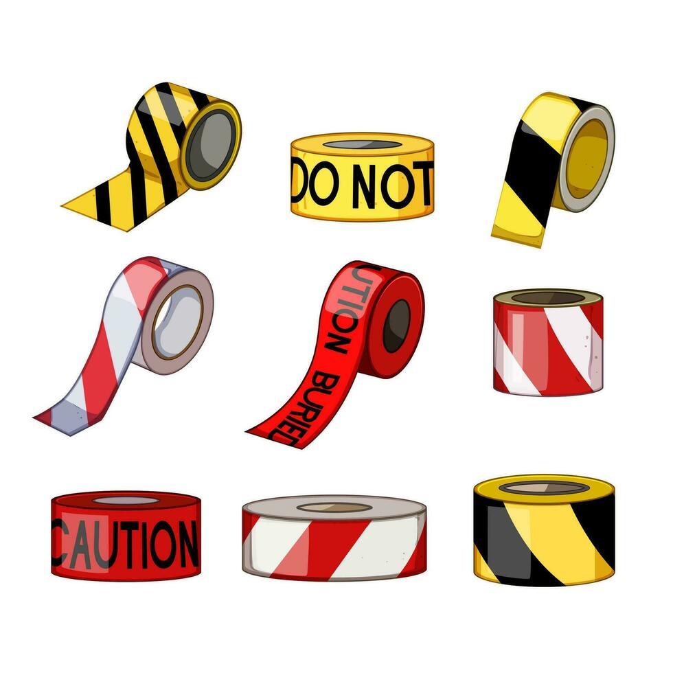 danger tape set cartoon vector illustration