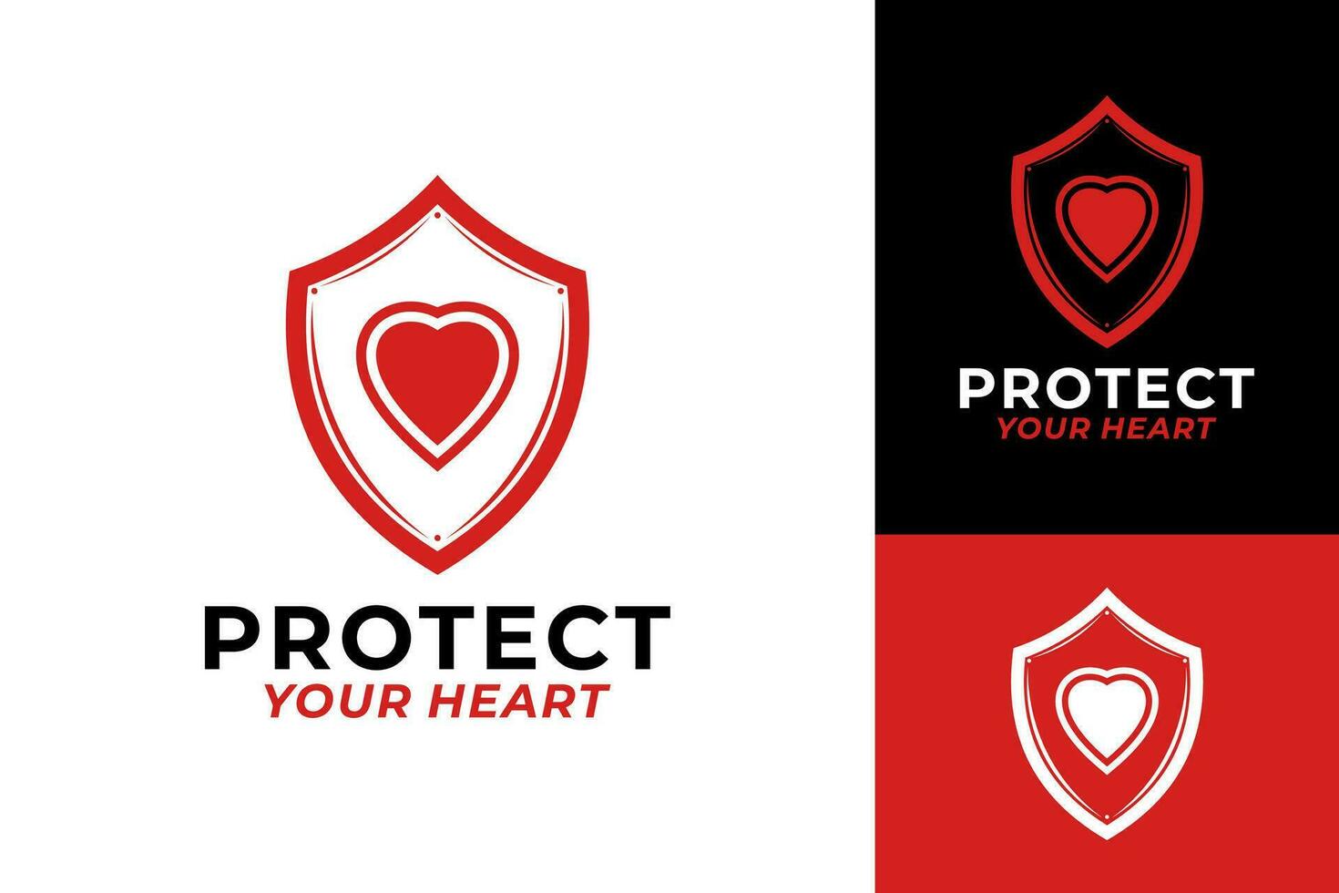 Heart Love Shield Protect Logo Design vector