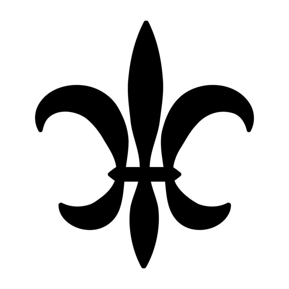 fleur Delaware lis icono aislado en blanco antecedentes. negro y blanco ilustración para mardi gras carnaval. real francés heráldica símbolo. vector