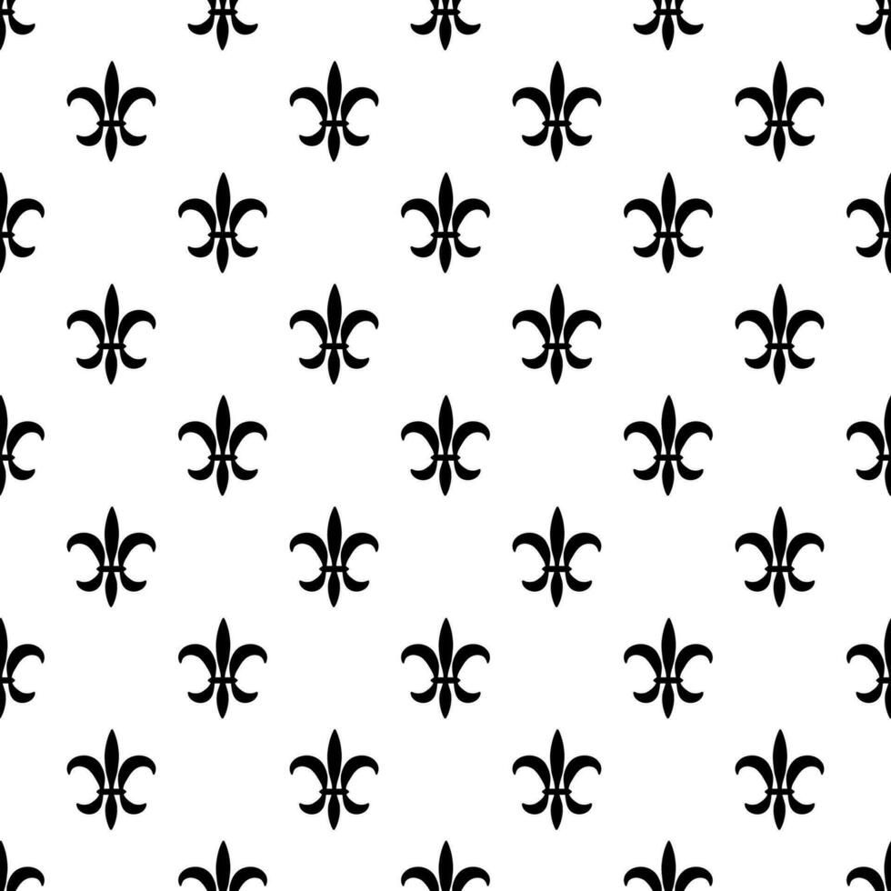 Mardi Gras Carnival seamless pattern with Fleur-de-Lys. Black and white vector illustration EPS10.