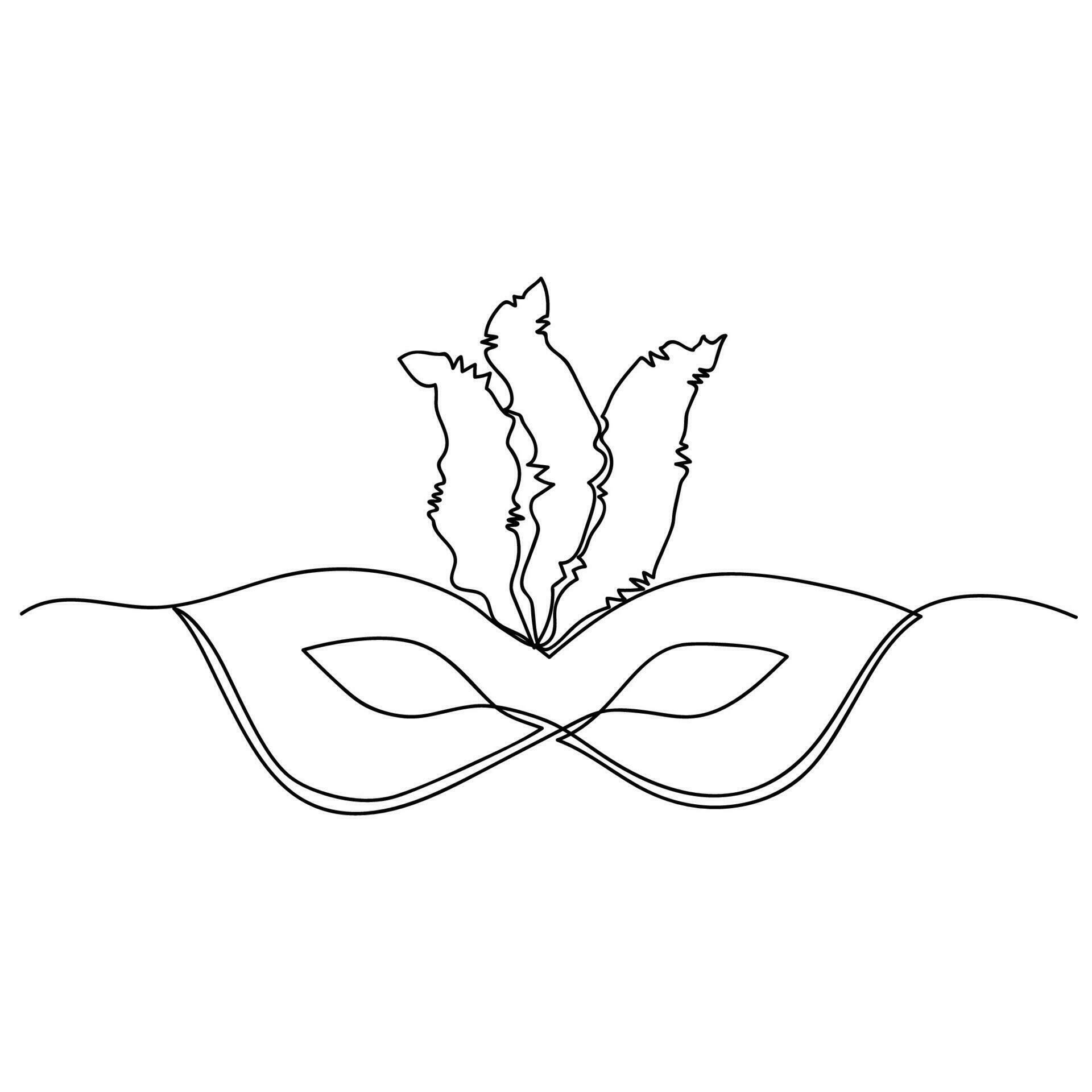 Carnival mask line art vector illustration. Hand drawn carnival mask on