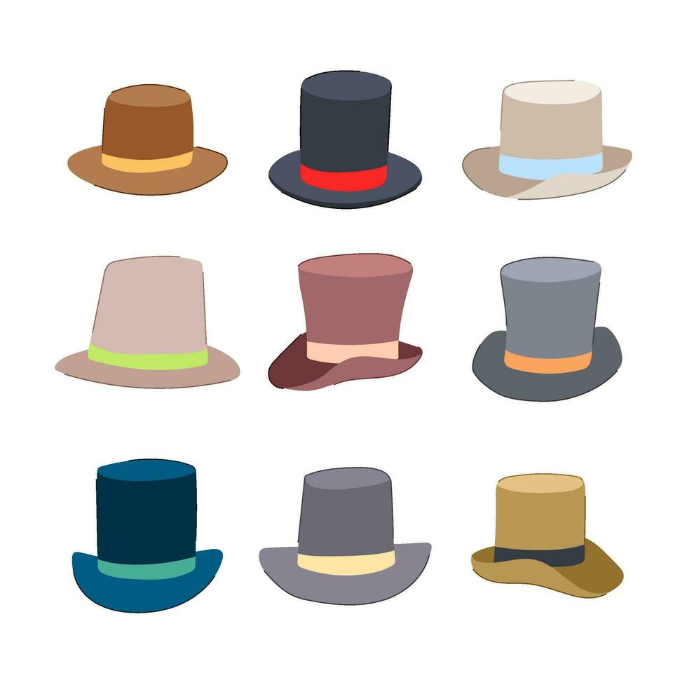 cilindro sombrero conjunto dibujos animados vector ilustración