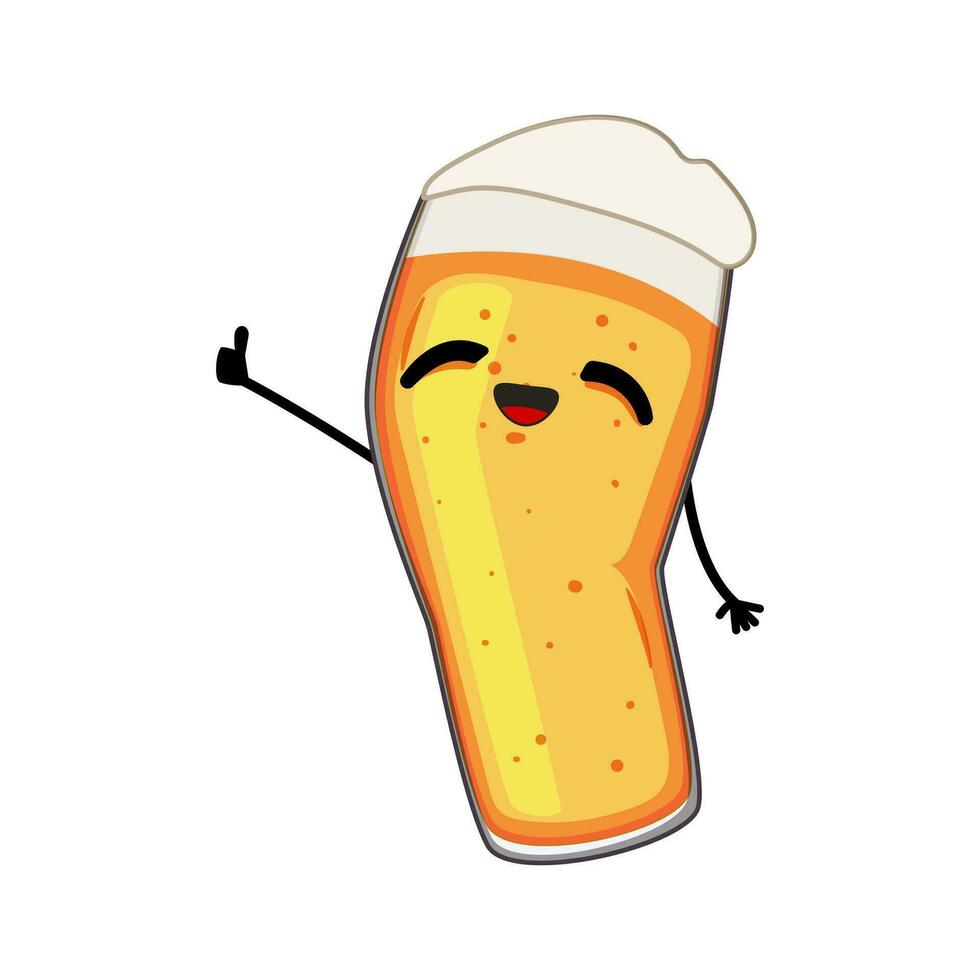 glass beer mug character cartoon vector illustration