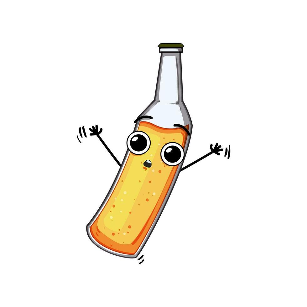 beverage beer bottle character cartoon vector illustration