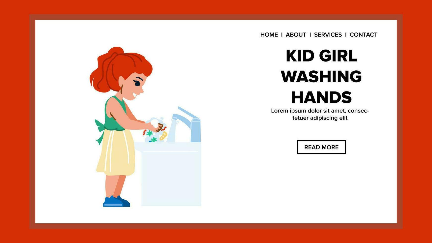 clean kid girl washing hands vector