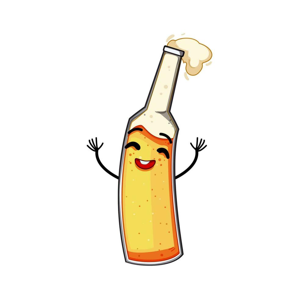 bebida cerveza botella personaje dibujos animados vector ilustración