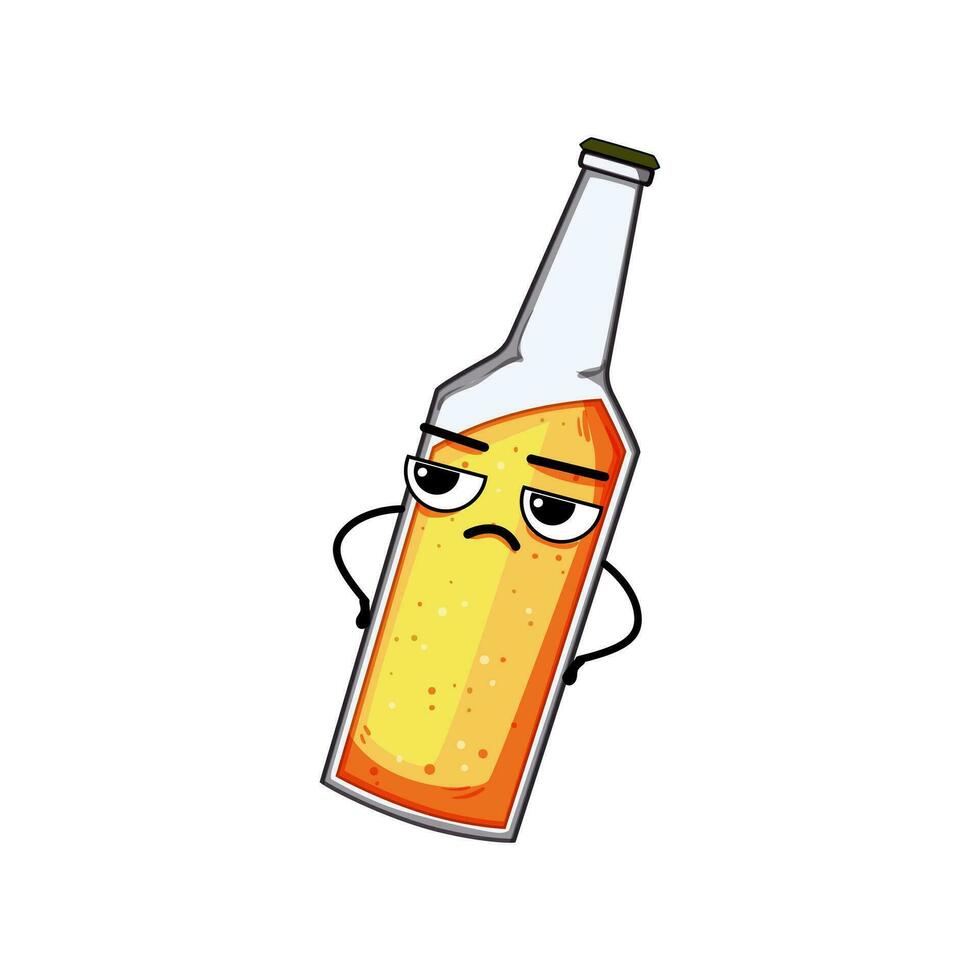 silueta cerveza botella personaje dibujos animados vector ilustración