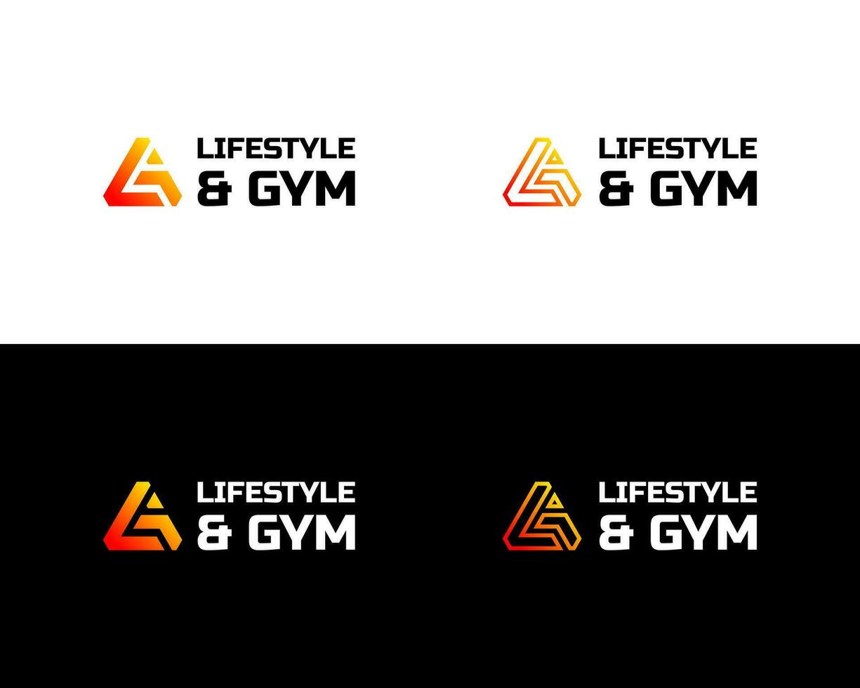 lg letras monograma negrita triángulo poderoso gimnasio aptitud logo diseño. vector