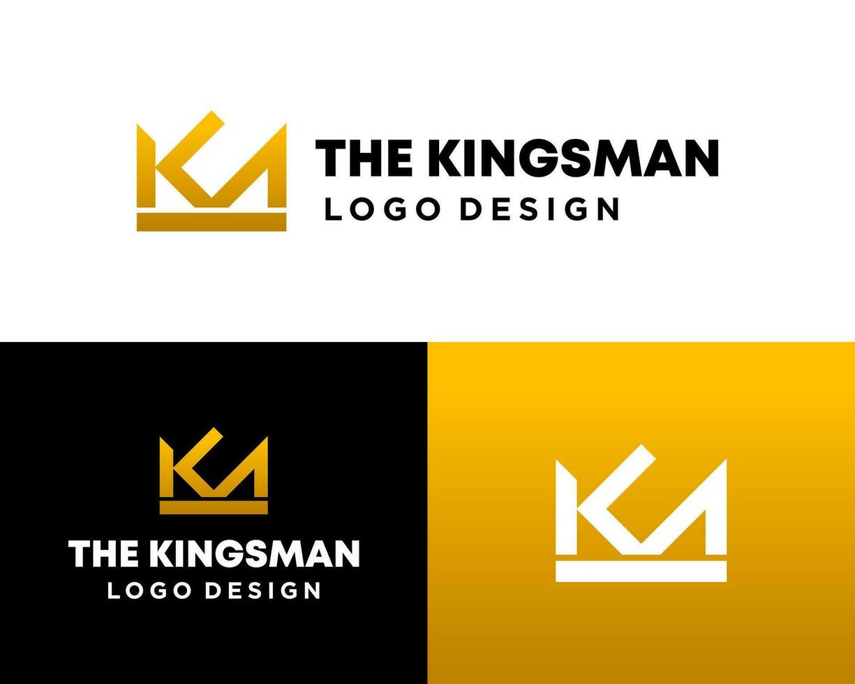 Letter KM monogram bold geometric king and queen crown logo design. vector