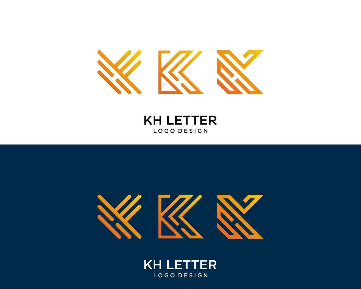 Letter KH monogram geometric line technology company logo design. vector