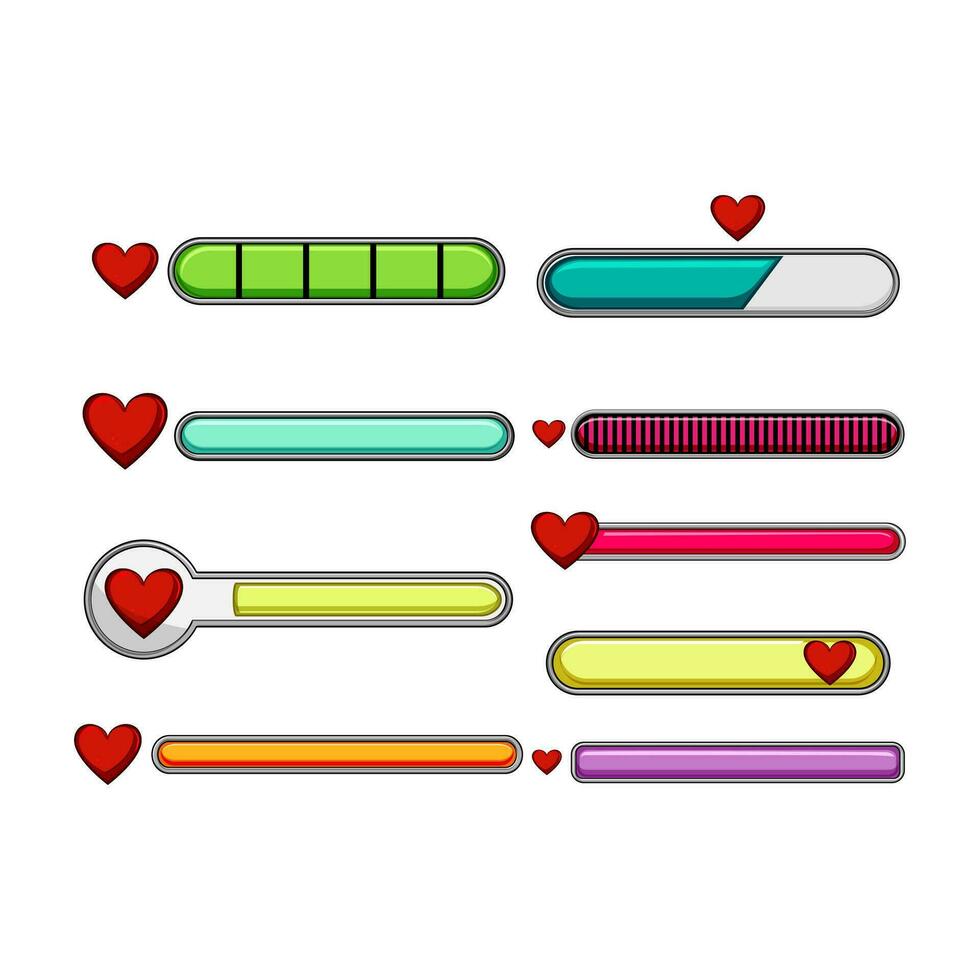 health bar set cartoon vector illustration