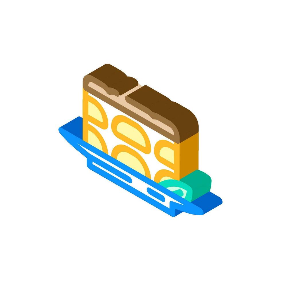tiramisu dessert italian cuisine isometric icon vector illustration