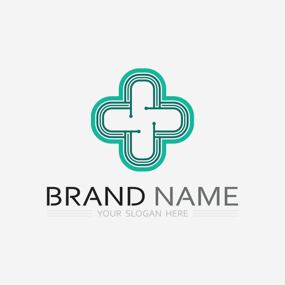 health protection with shield logo design vector template for medical or insurance company-vector