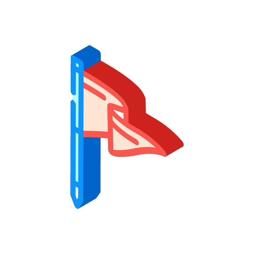 flag pointer map location isometric icon vector illustration