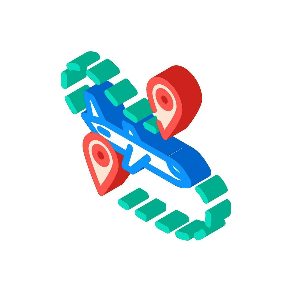 airplane track map location isometric icon vector illustration