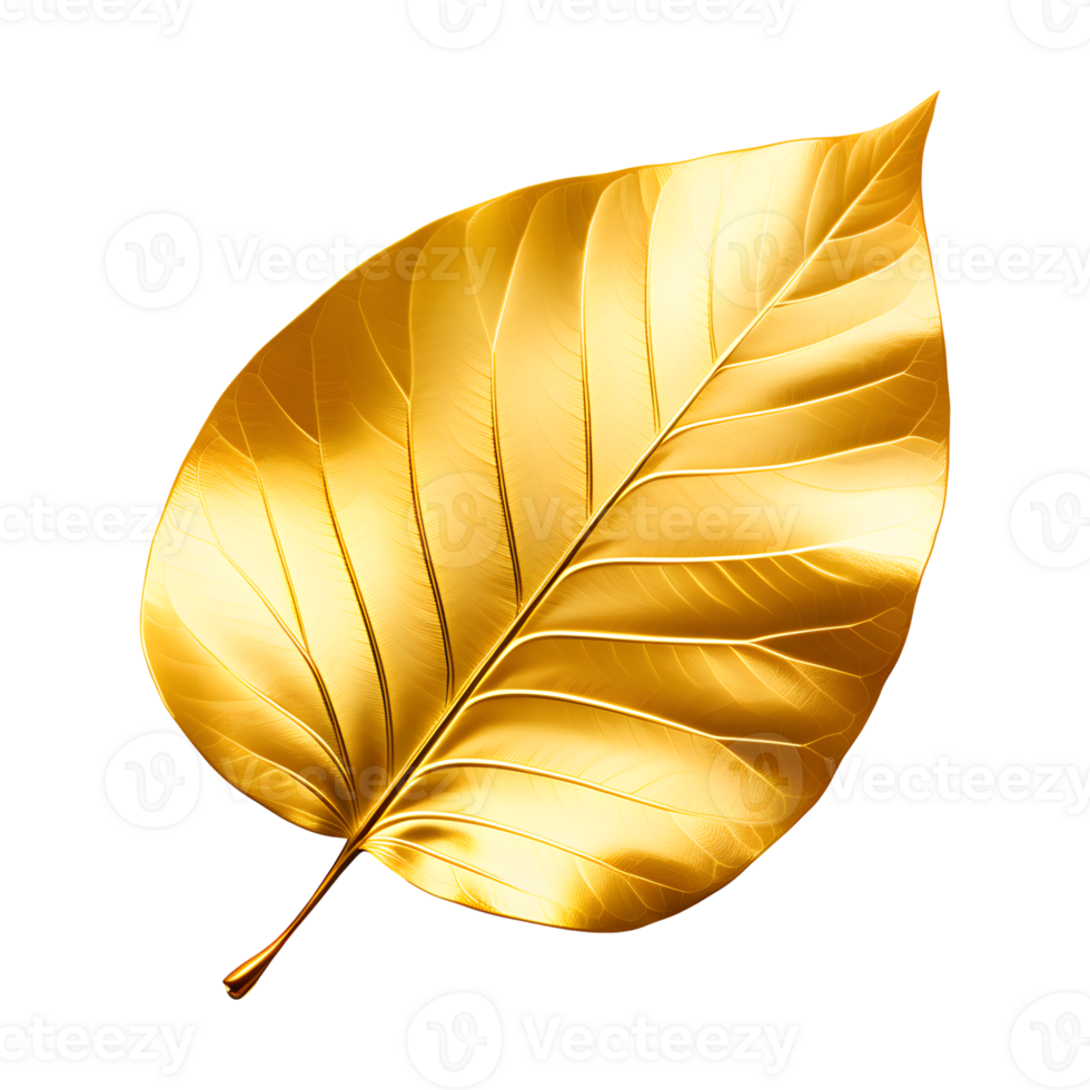 AI generated Golden Leaf Isolated on Transparent Background png