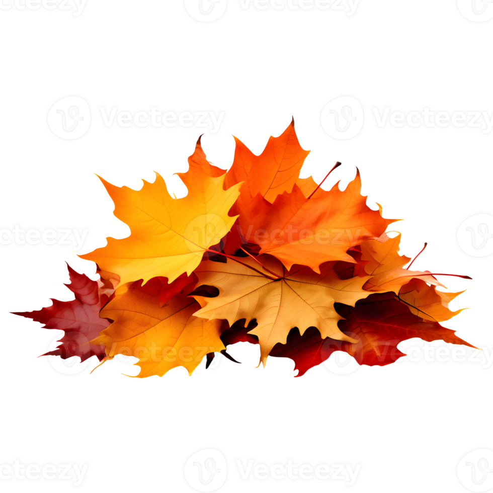 AI generated Autumn Leaves Pile Isolated on Transparent Background