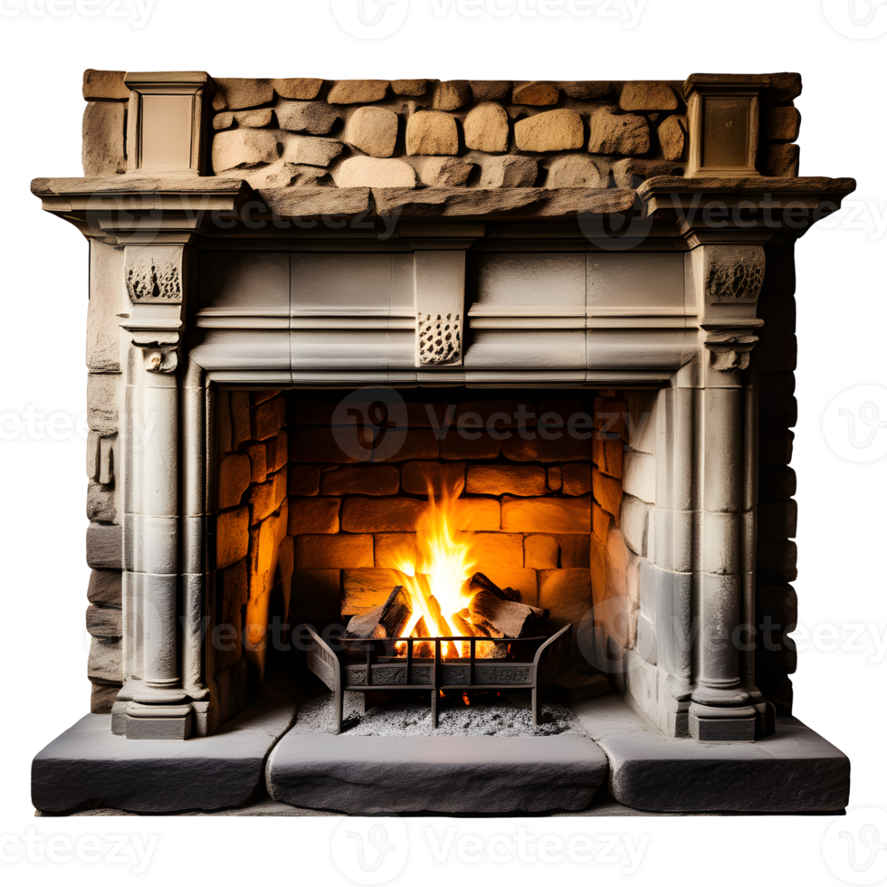 AI generated Old Fireplace Isolated on Transparent Background png