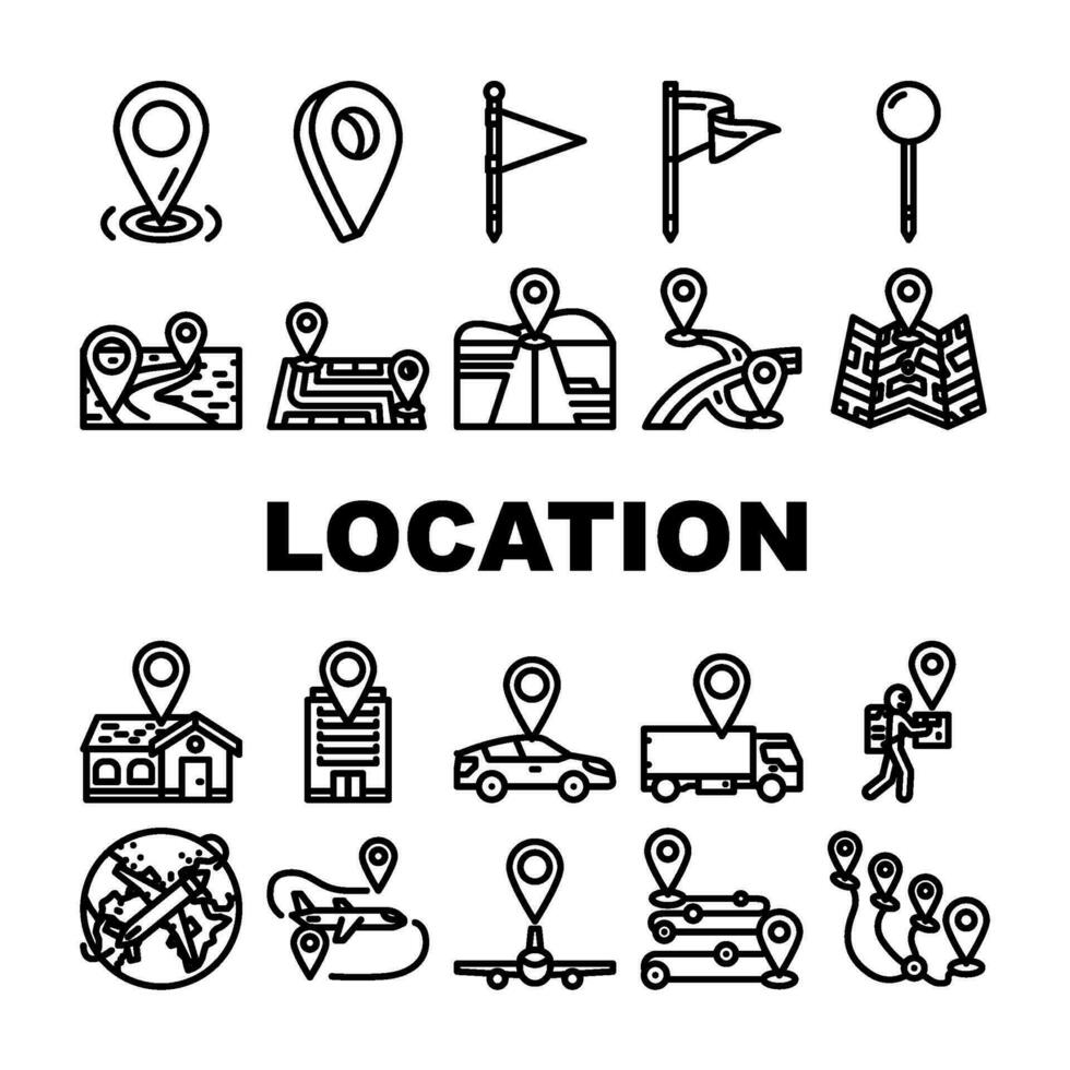 location pin map place point icons set vector