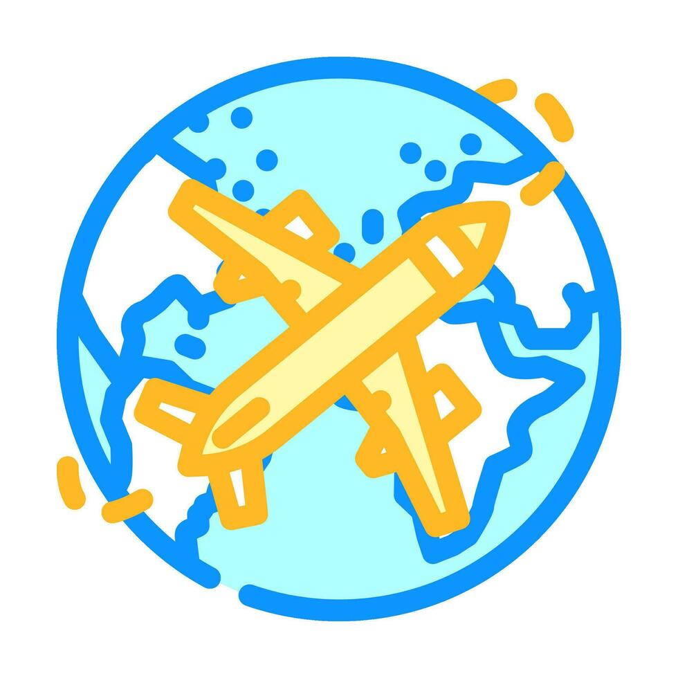 airplane planet map location color icon vector illustration