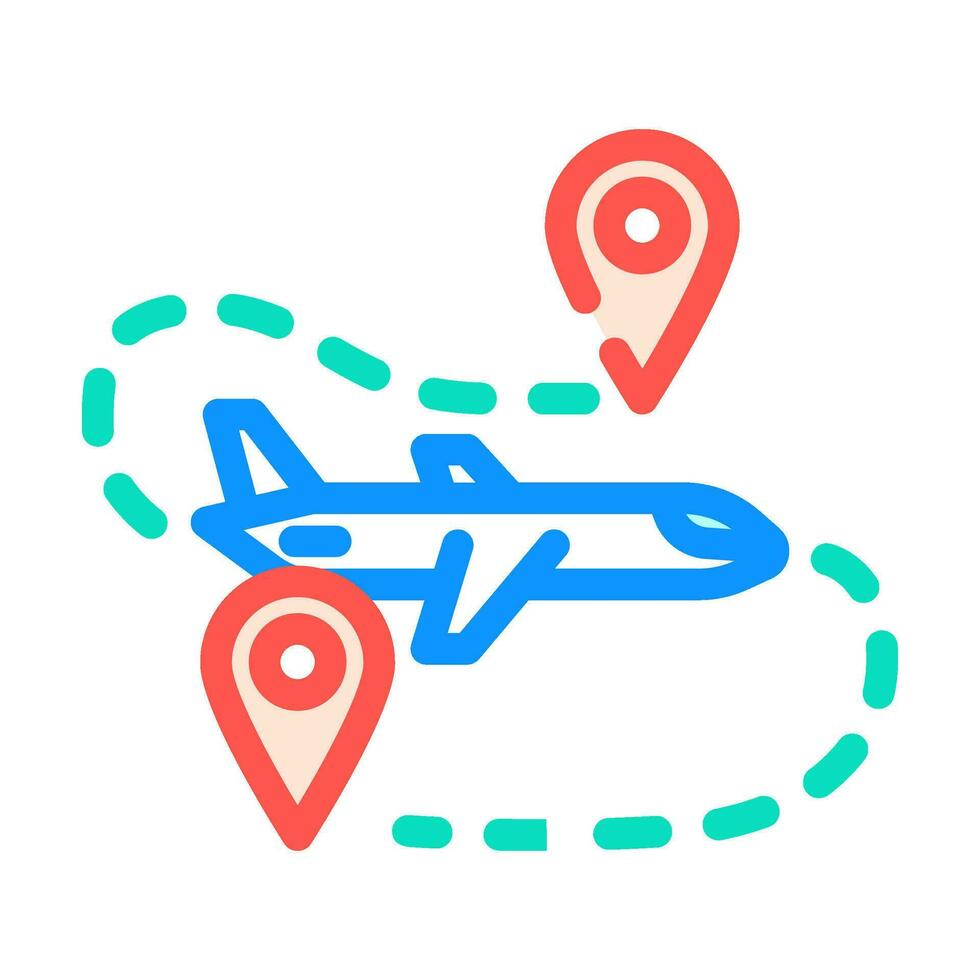 airplane track map location color icon vector illustration
