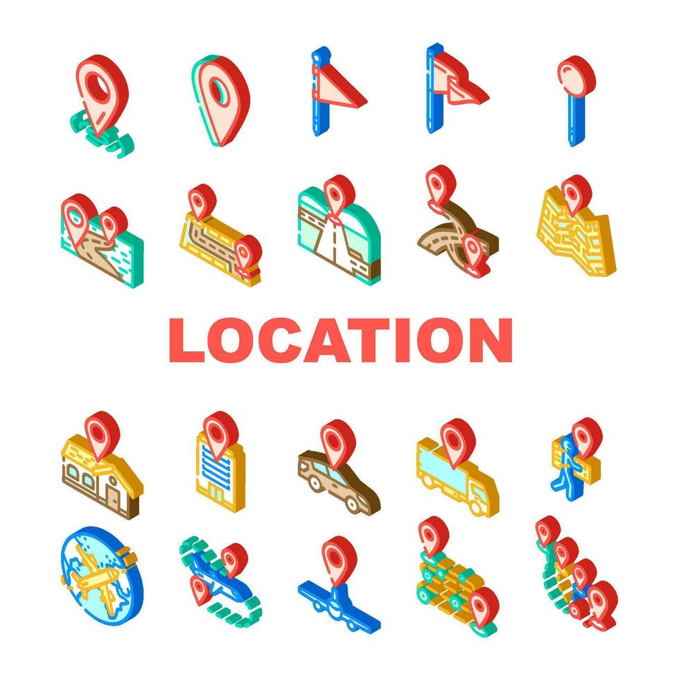 location pin map place point icons set vector