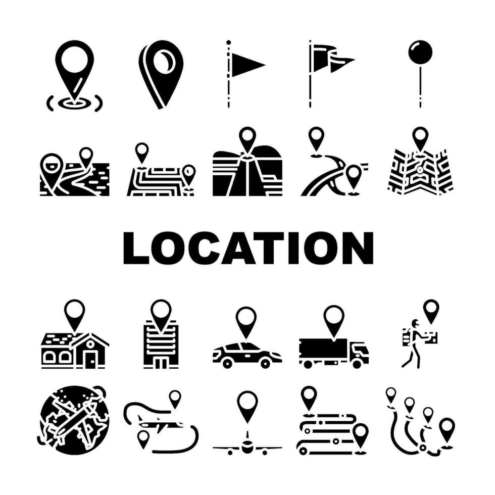 location pin map place point icons set vector