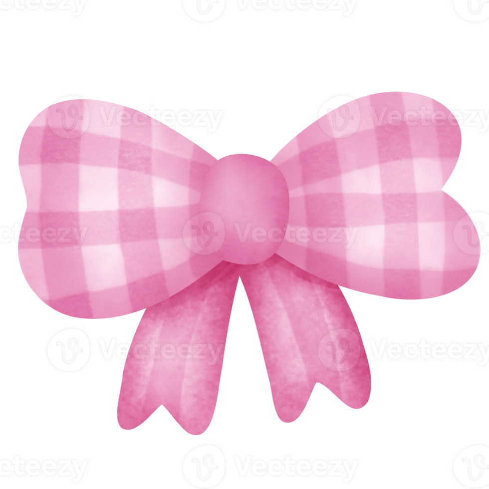 watercolor painting  pink bow with long ribbon. png