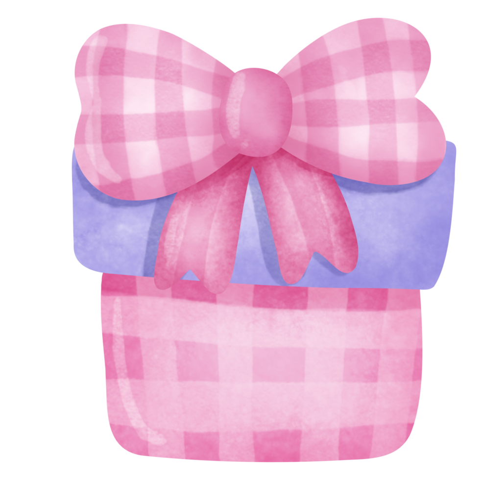 Watercolor Valentin's day gift box with ribbon png