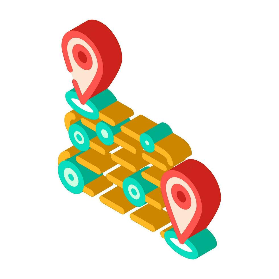 track airplane pointer map isometric icon vector illustration