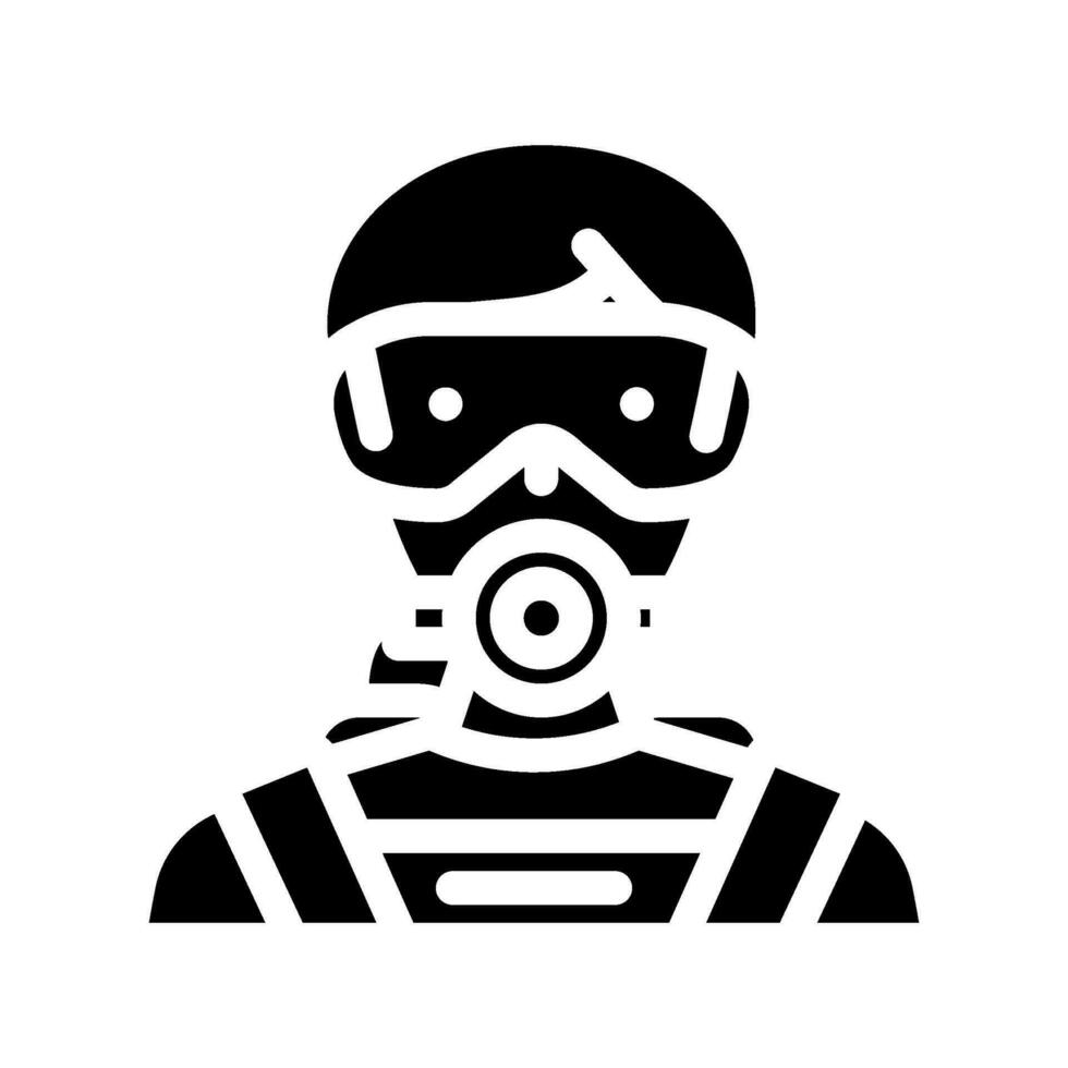 escafandra autónoma buceo máscara cara glifo icono vector ilustración