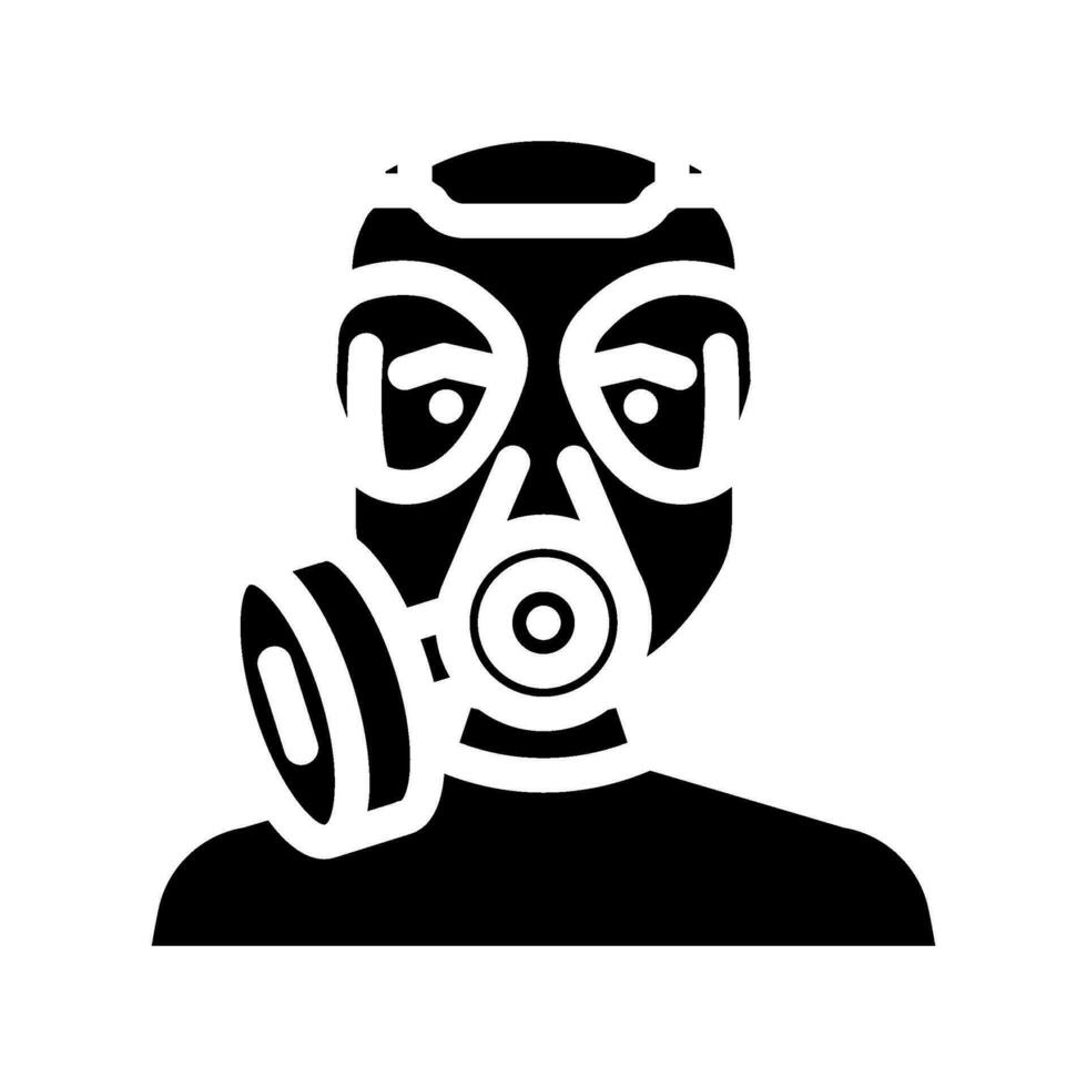 gas máscara cara glifo icono vector ilustración