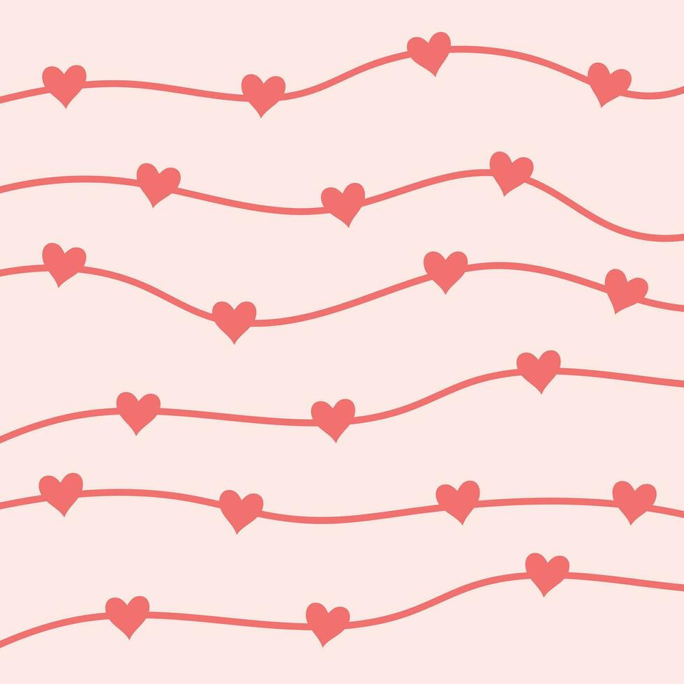 Happy Valentine s Day. Heart and line Pattern Vector Illustration