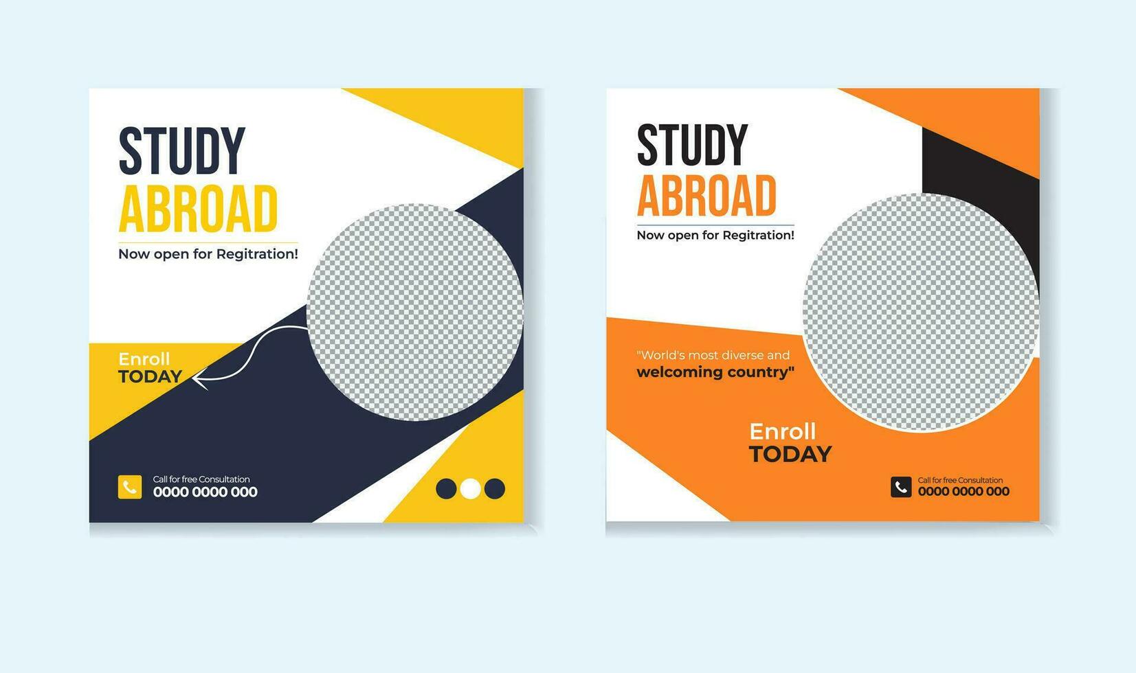 Study abroad social media post design template vector