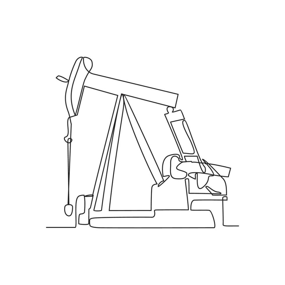 One continuous line drawing of a oil drilling equipment in the onshore oil and gas industry vector illustration. Oil and gas onshore design concept. oil and gas design suitable for your asset.