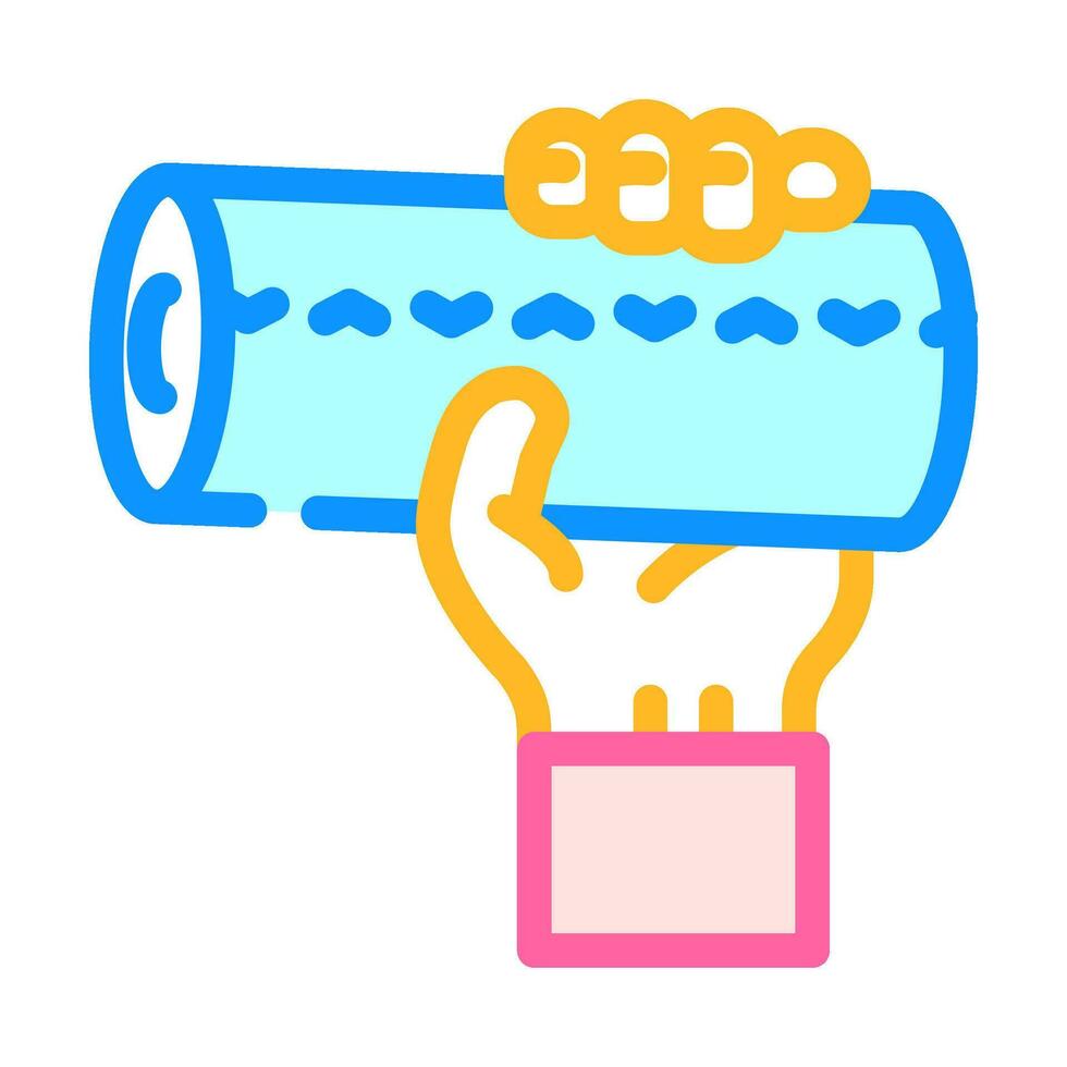 hand holding paper towel roll color icon vector illustration