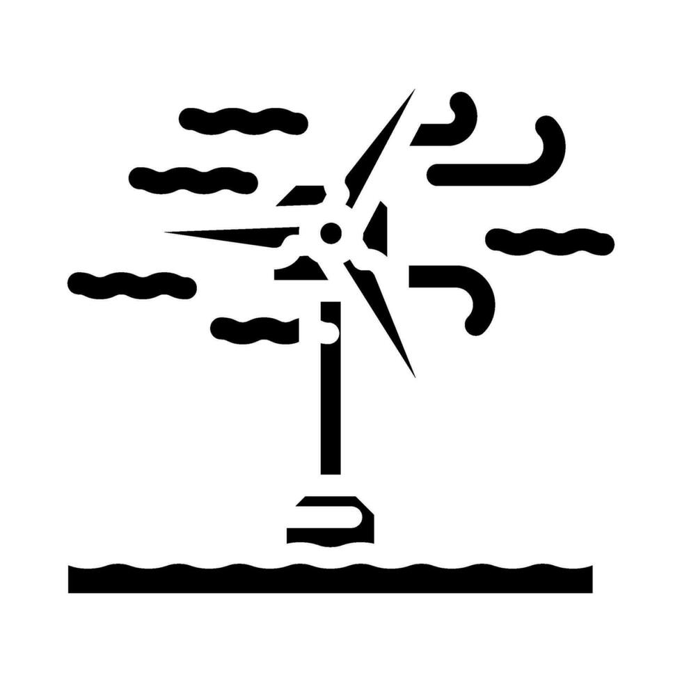 offshore wind turbine glyph icon vector illustration