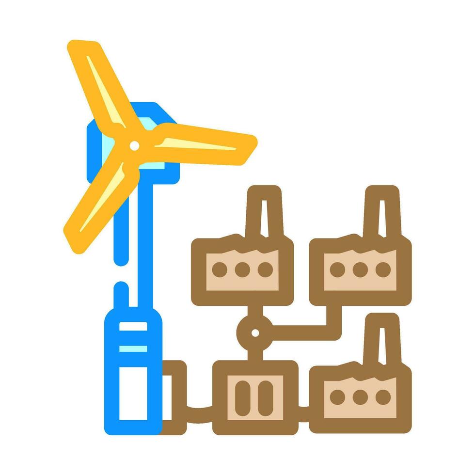 power integration wind turbine color icon vector illustration