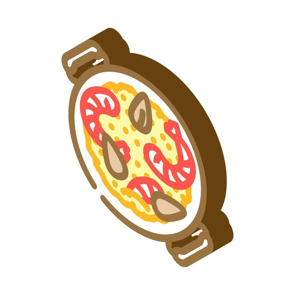 paella pan Español cocina isométrica icono vector ilustración