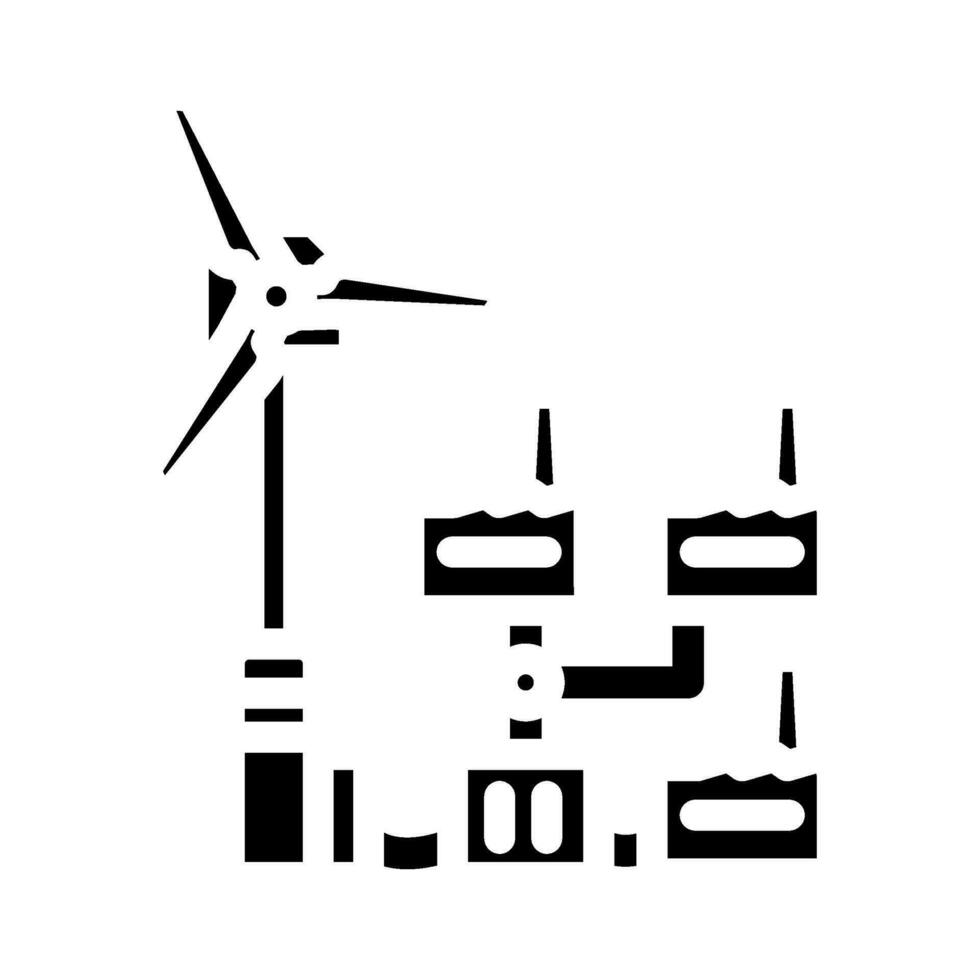 poder integración viento turbina glifo icono vector ilustración