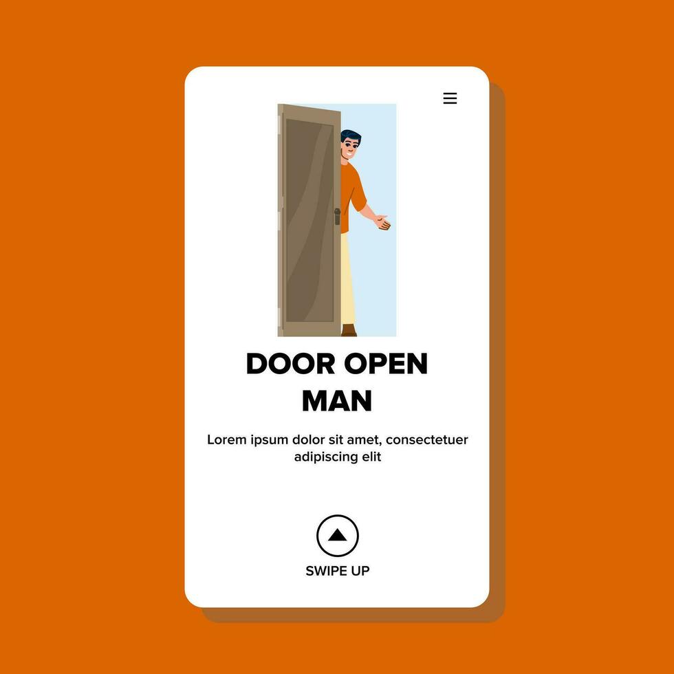 hogar puerta abierto hombre vector