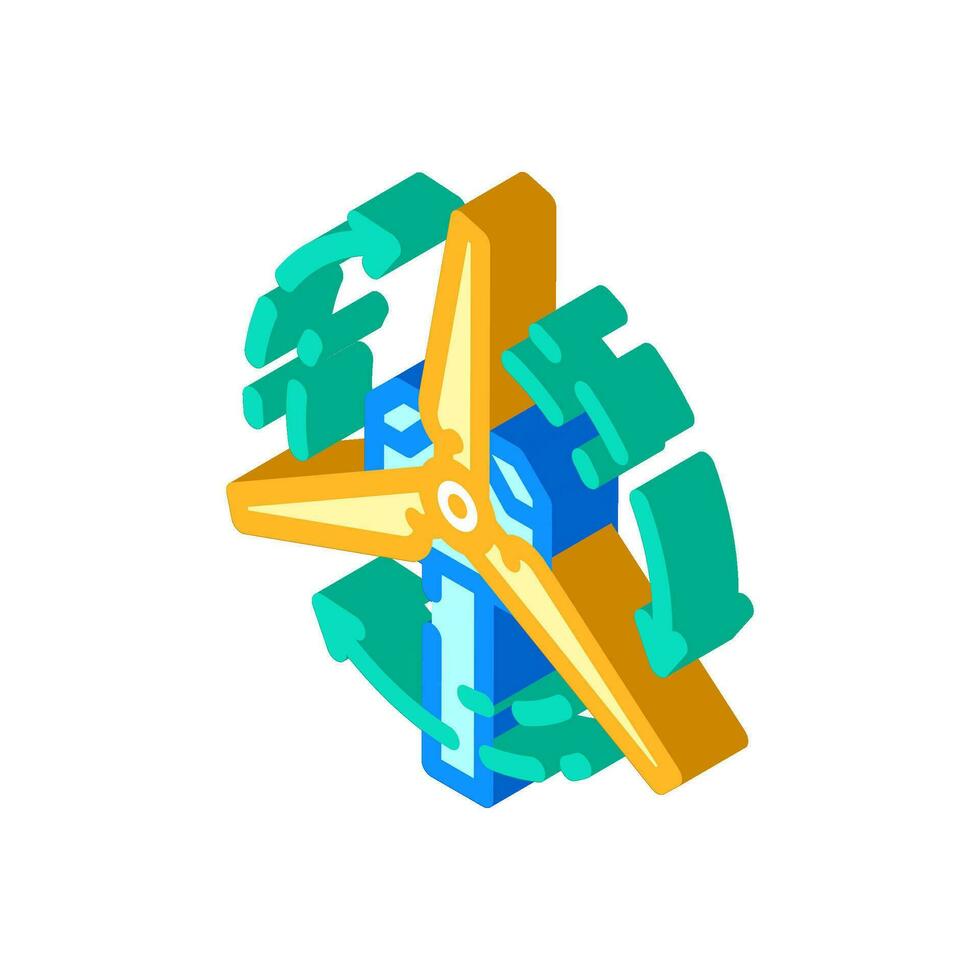 blades rotation wind turbine isometric icon vector illustration
