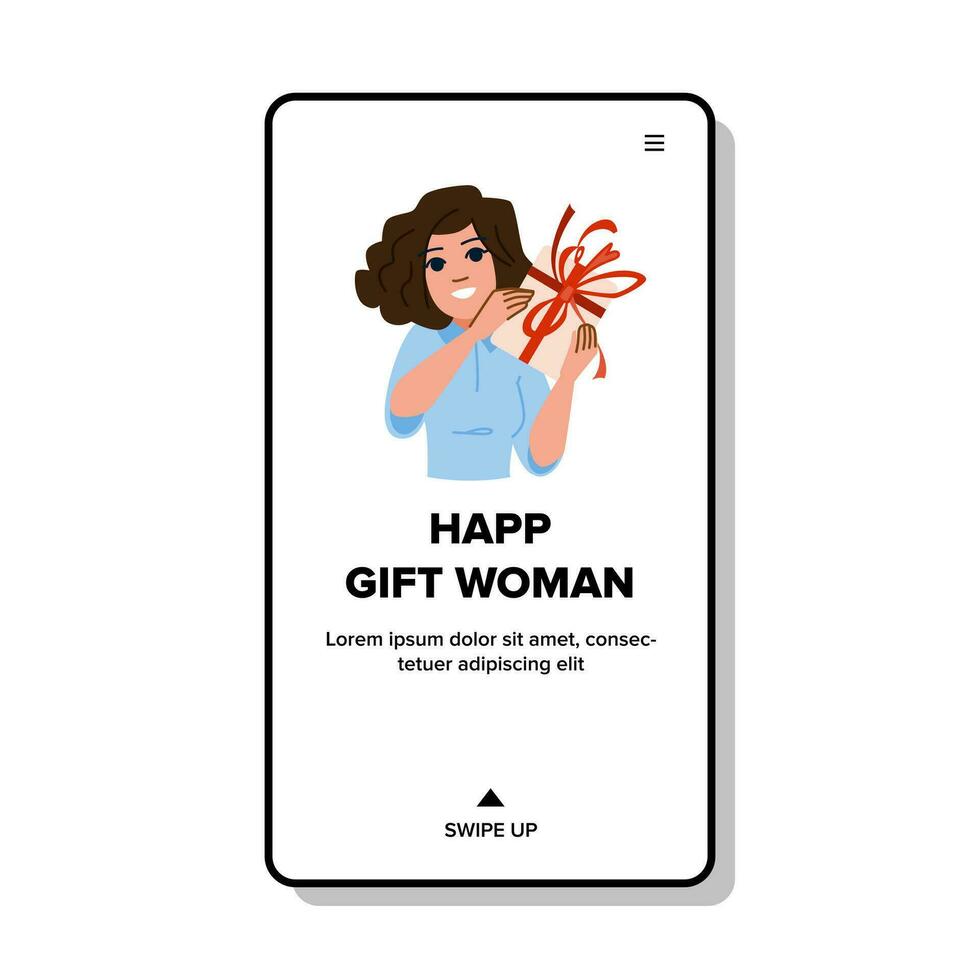 caja contento regalo mujer vector