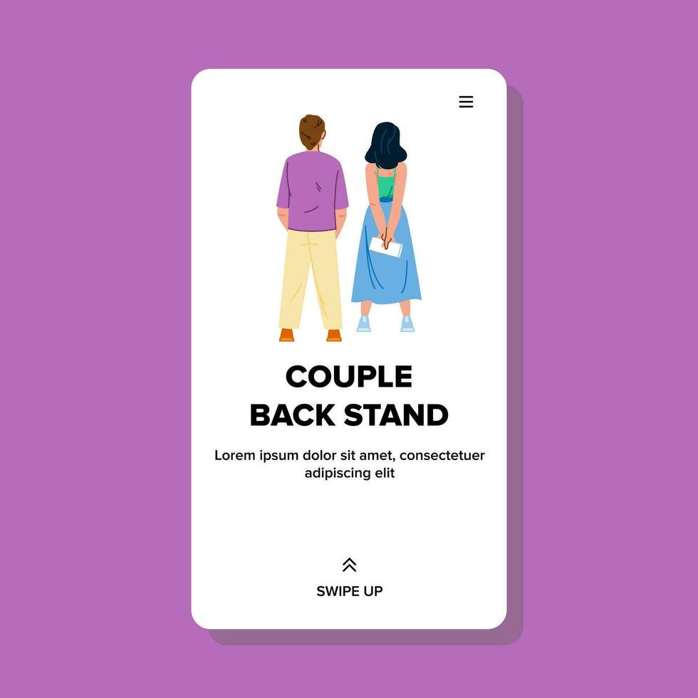 asian couple back stand vector