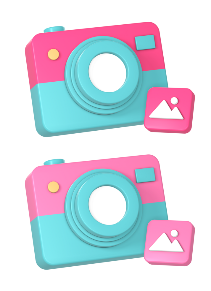 3d digital camera with photo or image icon illustration for UI UX web mobile apps social media ads design png